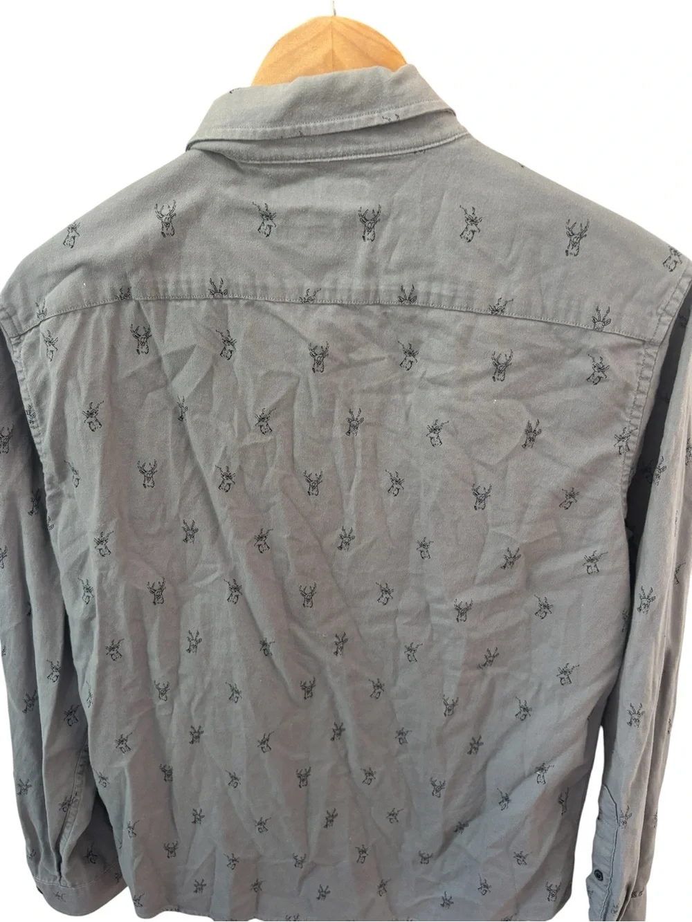 Banana Republic Deer Western Flannel‎ Luxe Button Down Mens Size Medium Grey